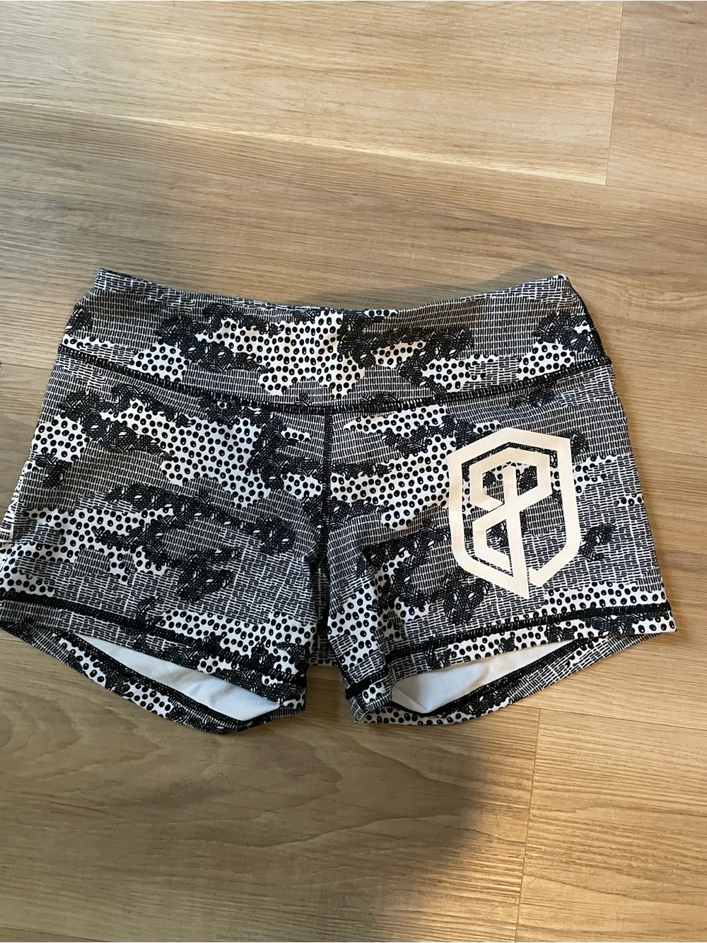 Born Primitive Black & White Camo Dot Bike Shorts